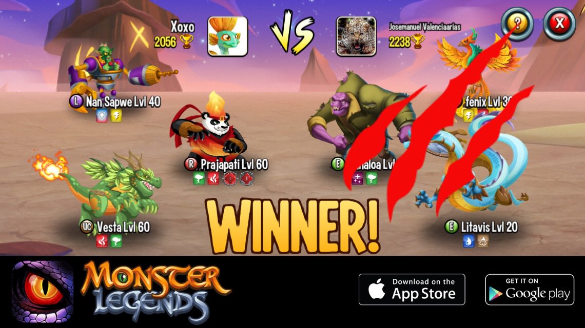 JessicaSwanxo's tweet photo. I rule at the Monster Legends Arena! If you dare to challenge me, start collecting monsters! https://t.co/A53b637umn https://t.co/dhqhhV99Pd