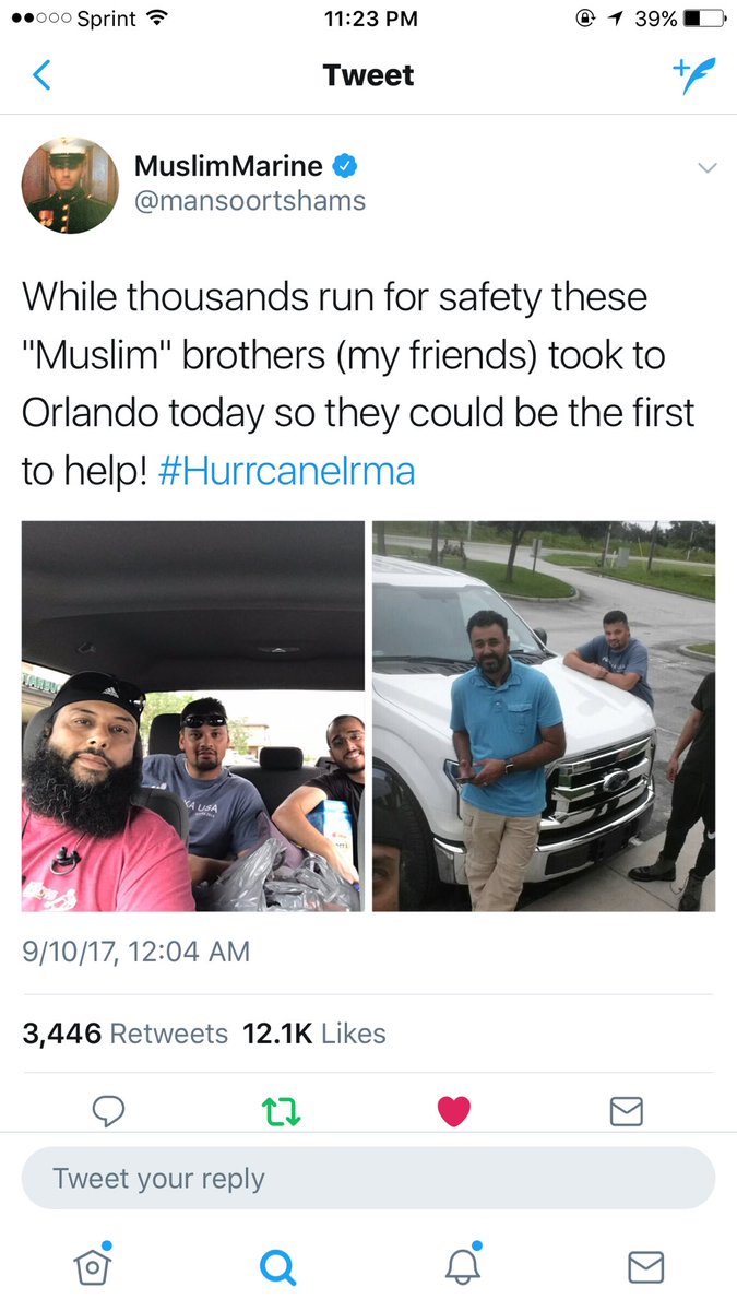 MuslimPresident's tweet photo. Ahmadi Muslim youth serving with @HFUSA, travel to Florida for Irma rescues &amp; recovery, featured on evening news.  https://t.co/zu1lM8SKOT… https://t.co/2t5VVGJZ0G