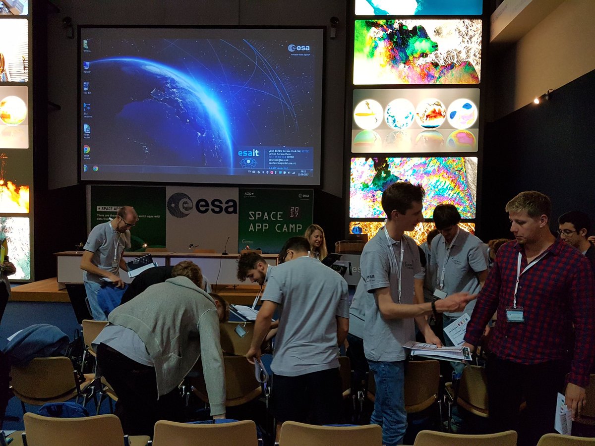 ESA_EO's tweet photo. #SpaceAppCamp 🚀 at #ESRIN in #Frascati, #Italy, is starting right now! (11-18 September 2017) https://t.co/wcXTHfo6uv https://t.co/9q62QfLie5