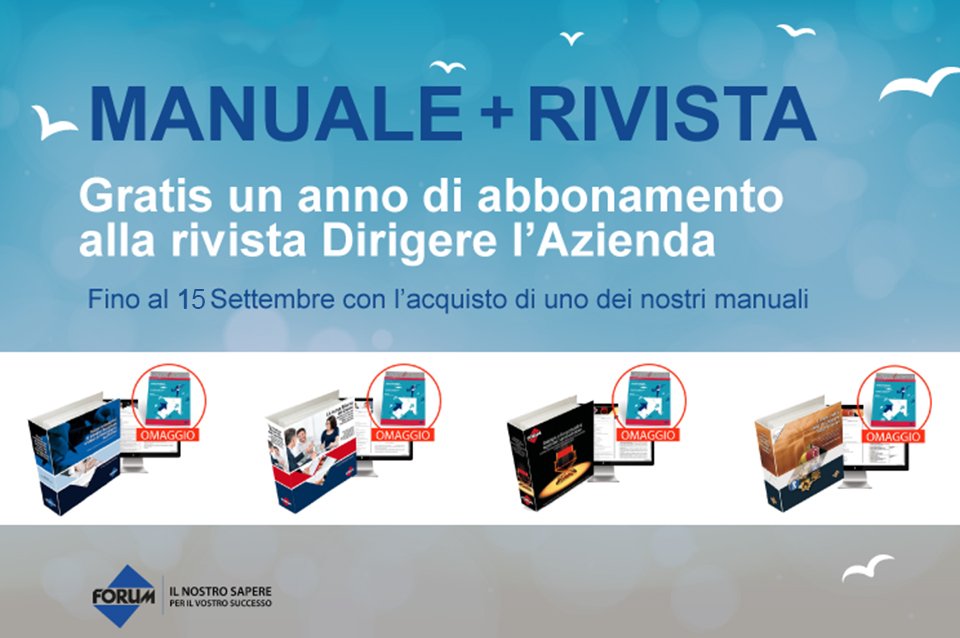 ForumMediasrl's tweet photo. Acquistando un manuale a tua scelta, riceverai in omaggio un anno di abbonamento alla rivista ‘DIRIGERE L’AZIENDA’ https://t.co/Ha09XDMYPi https://t.co/yiRct3gV0C