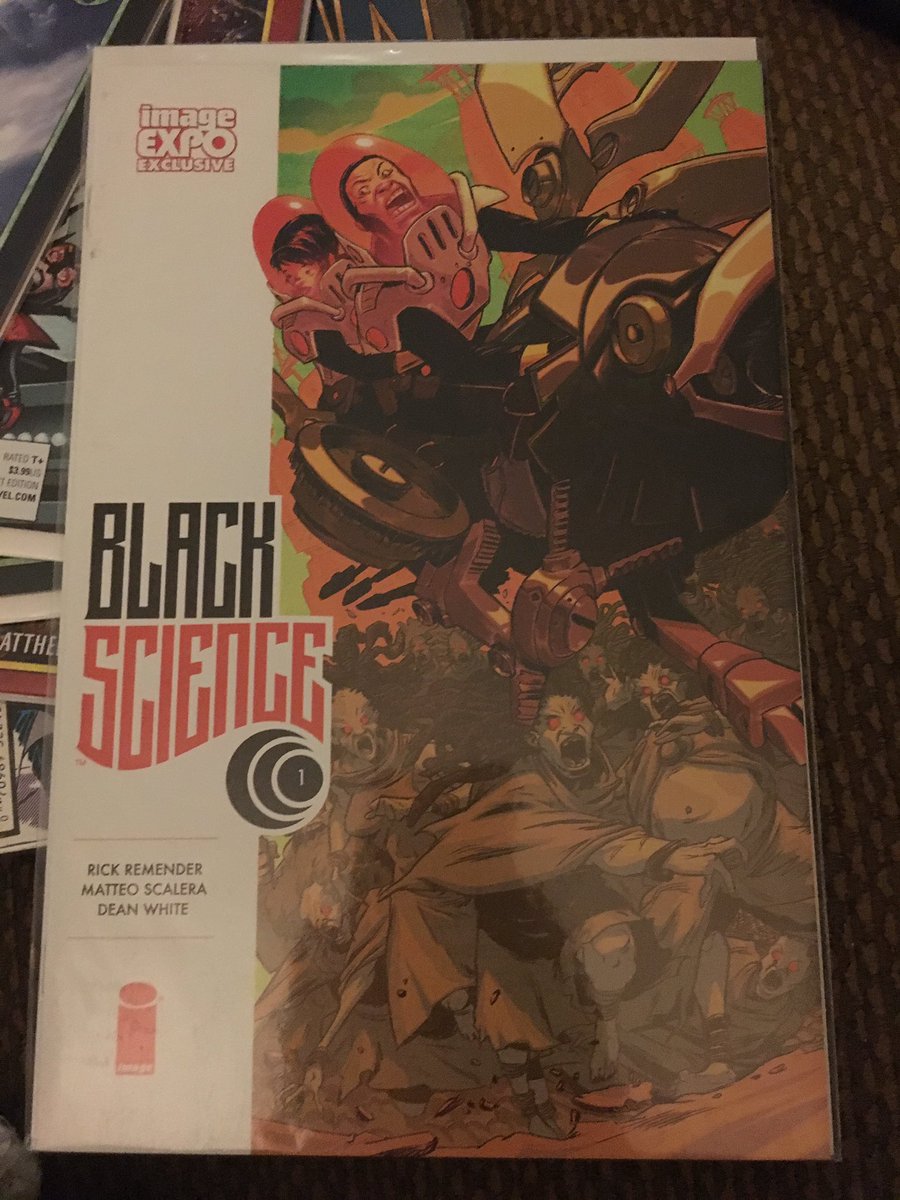 MadCocoGaming's tweet photo. Got this via @Kiselgof , @sanfordgreene variant for #BlackScience by @Remender @ScaleraMatteo @DeanWhiteColor  #SFCC2017 https://t.co/YMkmVa9dPn
