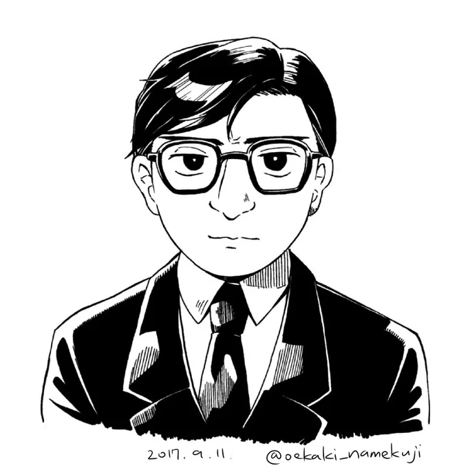 若い頃のショスタコーヴィチを漫画っぽく描きました。 