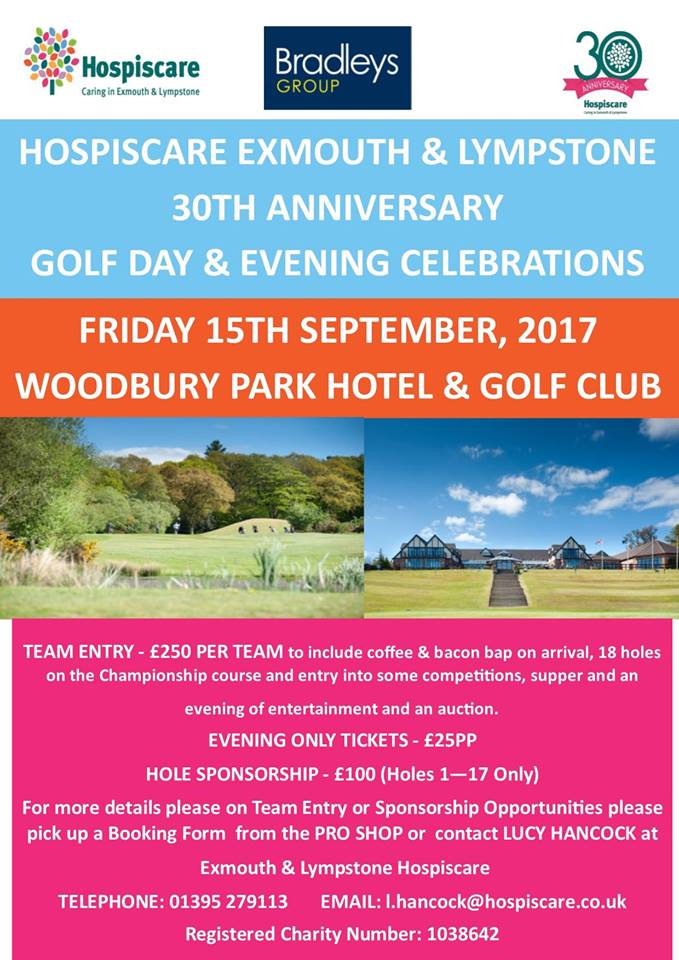 ExmouthEvents's tweet photo. Exmouth and Lympstone Hospiscare are celebrating 30 years of care. Join them for a golf day this Friday. #ExmouthEvents https://t.co/teUcZEOWFf