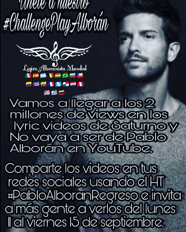 soyangiemariana's tweet photo. #DalePlayAAlboran @AlboranTeam Se Viene Un #ChallengePlayAlboran En YouTube Para #2MillonesDeVistas De #Saturno #NoVayaASer @pabloalboran https://t.co/7PHpORKu51