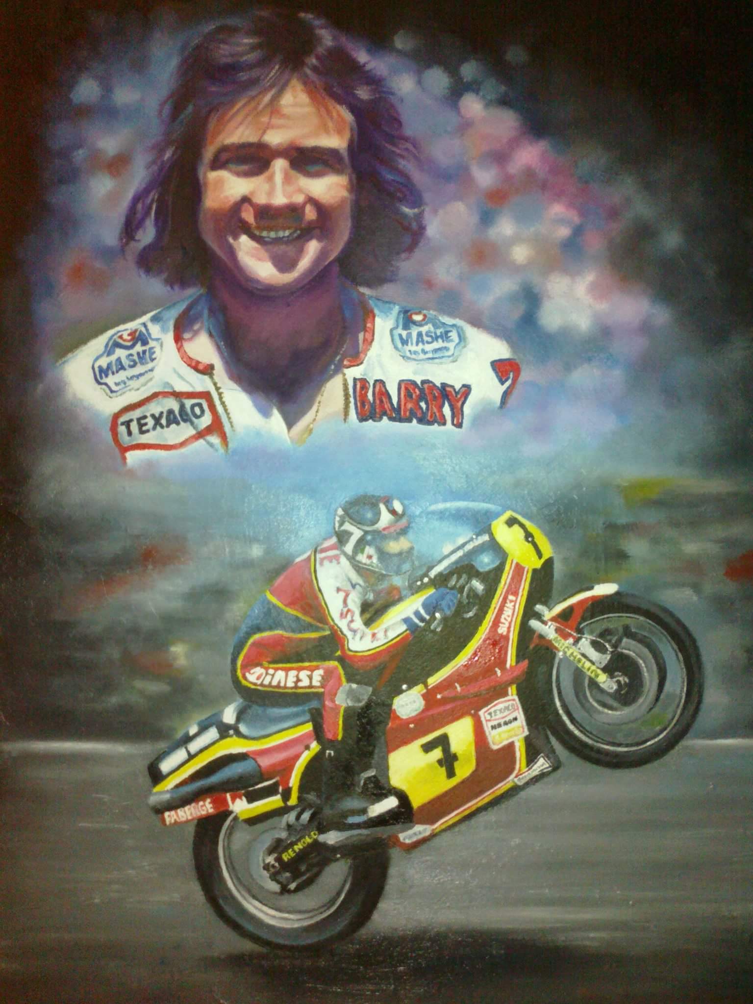  my oil on canvas tribute.. Happy birthday to the great Barry Sheene RIP 
