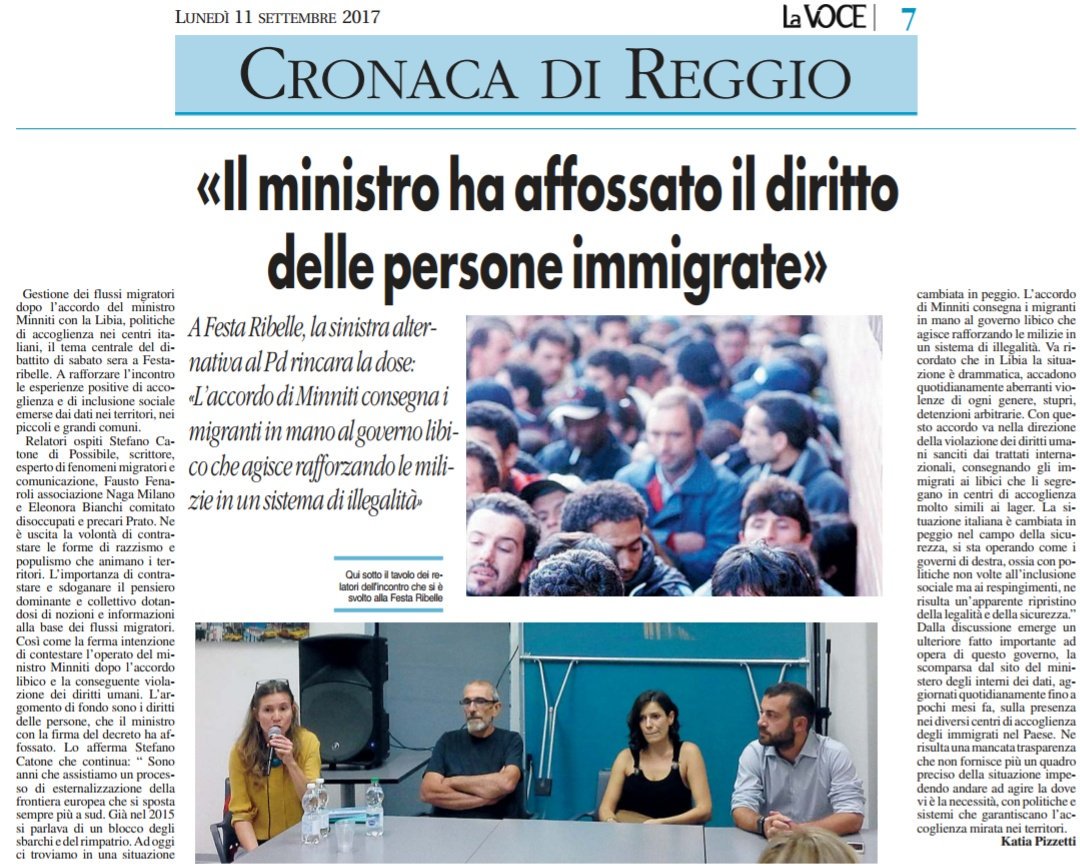 Oggi su #lavocedireggio con un resoconto di <a href="/KatiaPizzetti/">Katia Pizzetti</a> del dibattito sulla buona #accoglienza. Per una #cittàsenzapaura

#festaribelle