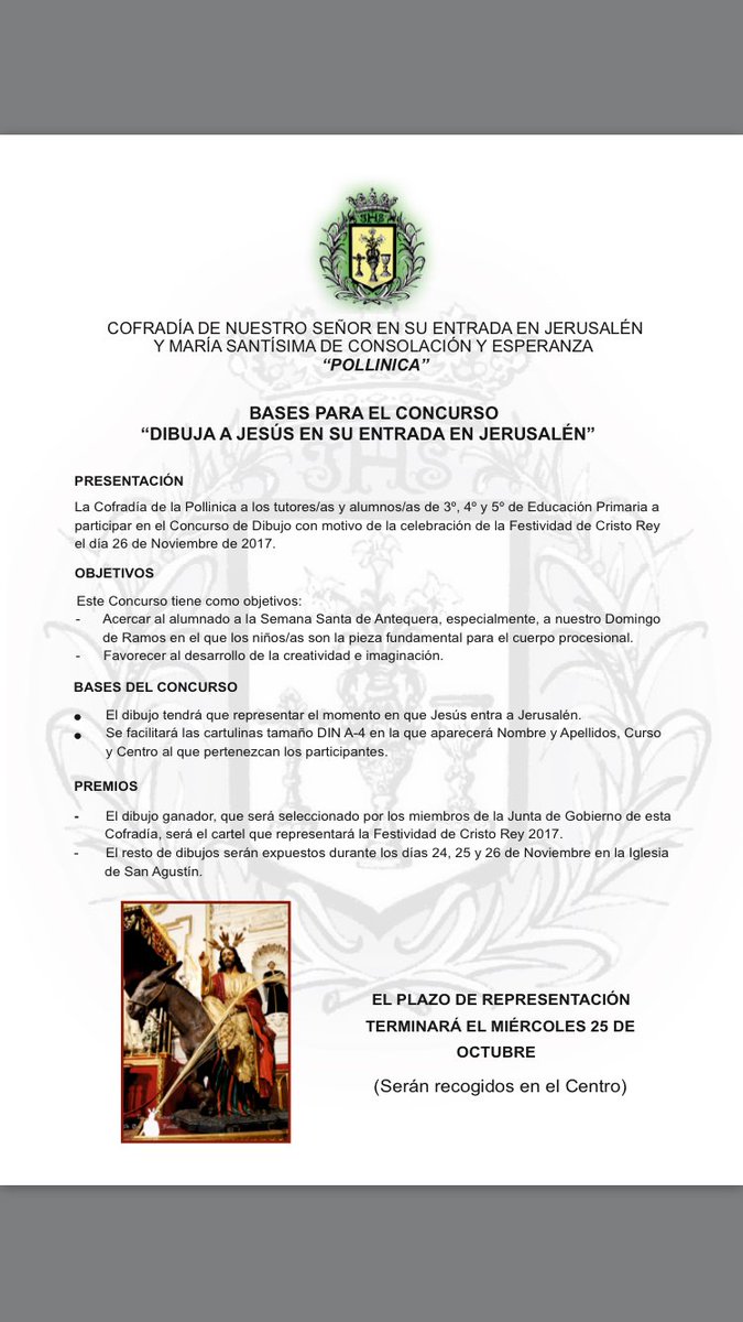 ¡Concurso de dibujo para niños! 
Infórmate y participa <a href="/Agrup_Antequera/">Cofradías Antequera</a>