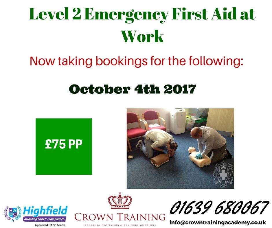 CrownTraining's tweet photo. Book now for our next available course for Emergency First Aid. https://t.co/HRgFwVBtKY