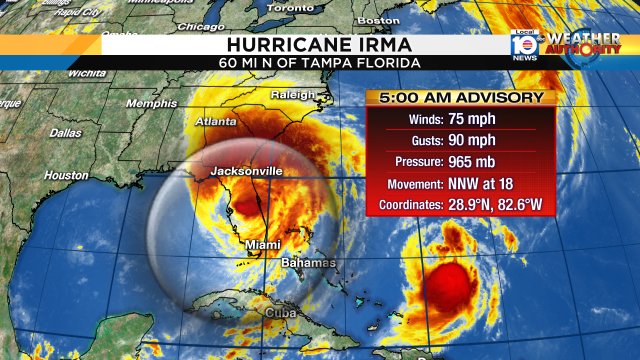The 5AM advisory is in Irma continues to move toward Northern Florida and the southern part of the US. https://t.co/cDx9IUCUnE