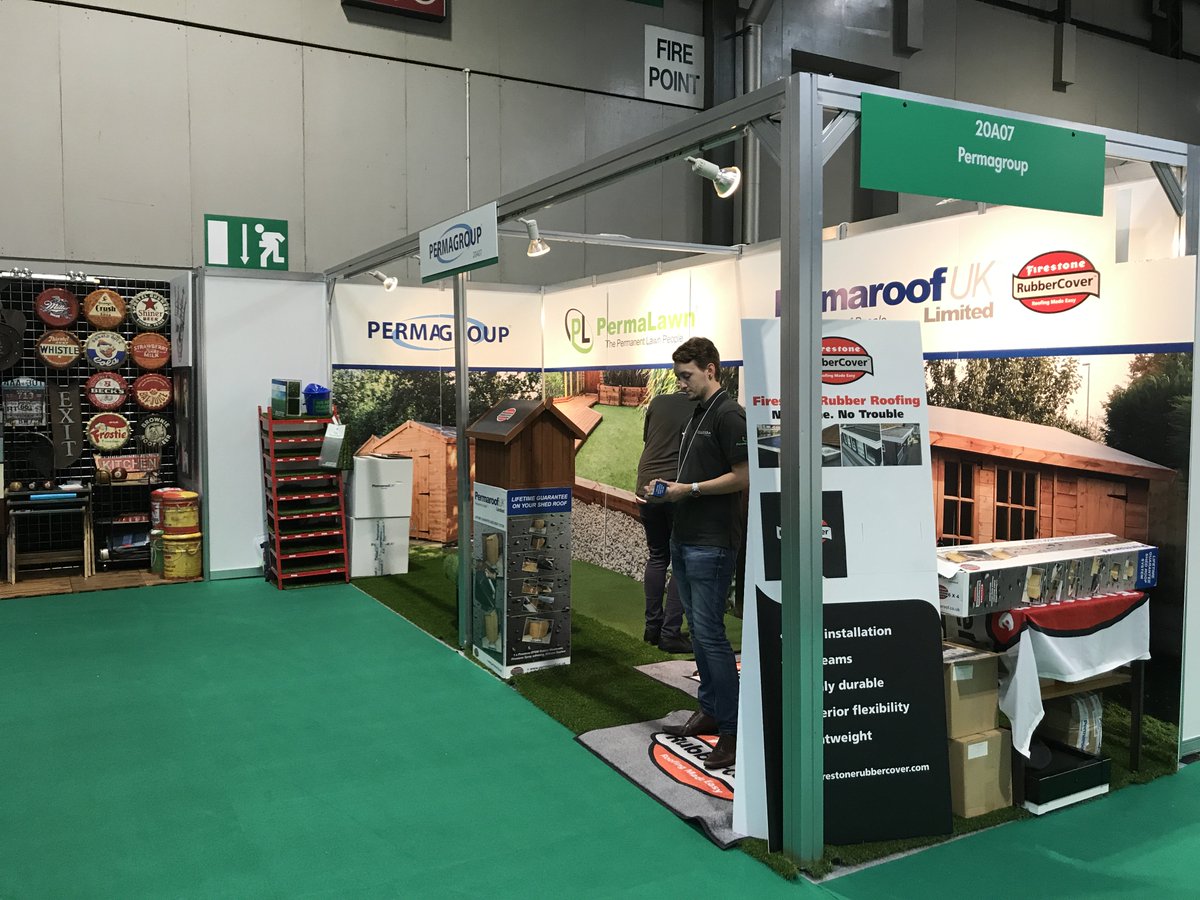 PermaGroupUK's tweet photo. We're now fully set up @Glee_Birmingham Remember to visit Hall 20 Stand A07 &amp; say hi to the PermaGroup team! #permaroof #permalawn #glee17 https://t.co/XrhRS8bRj0