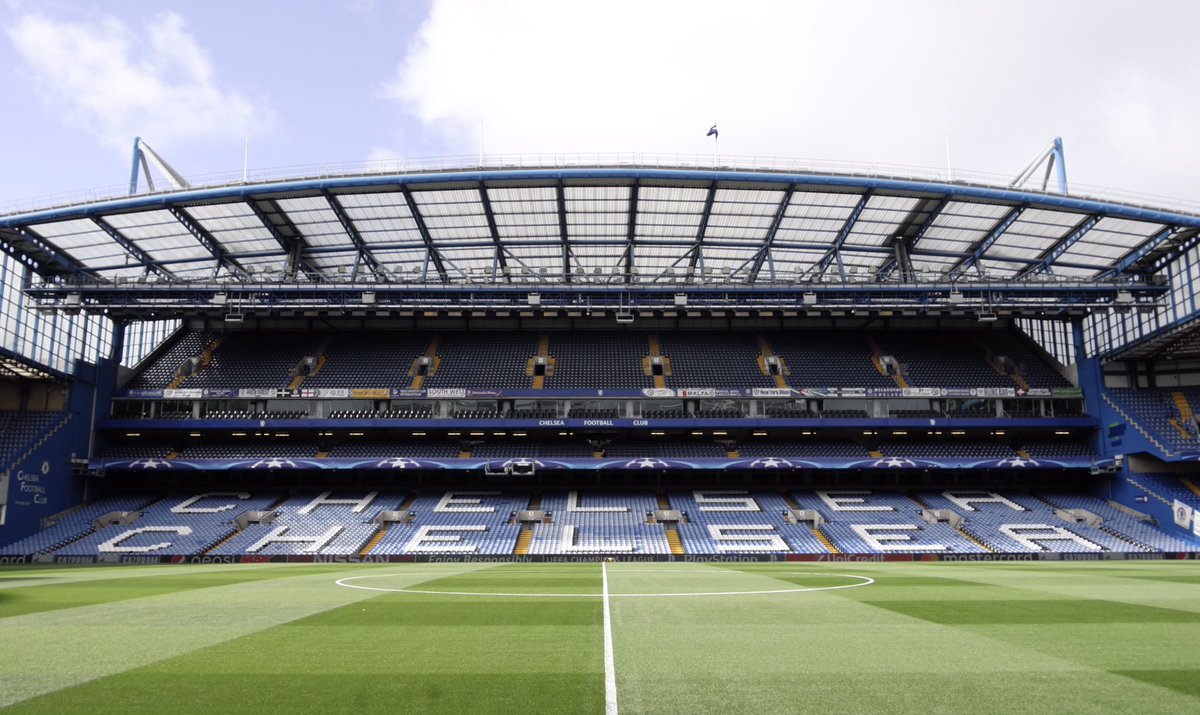 ChelseaFC's tweet image. Stamford Bridge is ready for the return of the Champions League! 👌