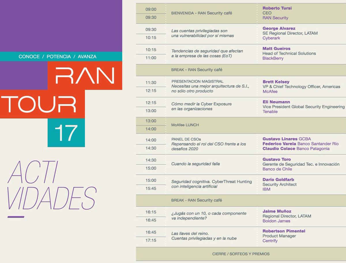 RANSecurity's tweet photo. ya llega #RANTOUR17 Conoce la agenda en> https://t.co/VhkyJYyGGt #itsecurity #buenosaires #itprofessional #seguridadir #ransecurity #rantour https://t.co/m1xeHIDyCA