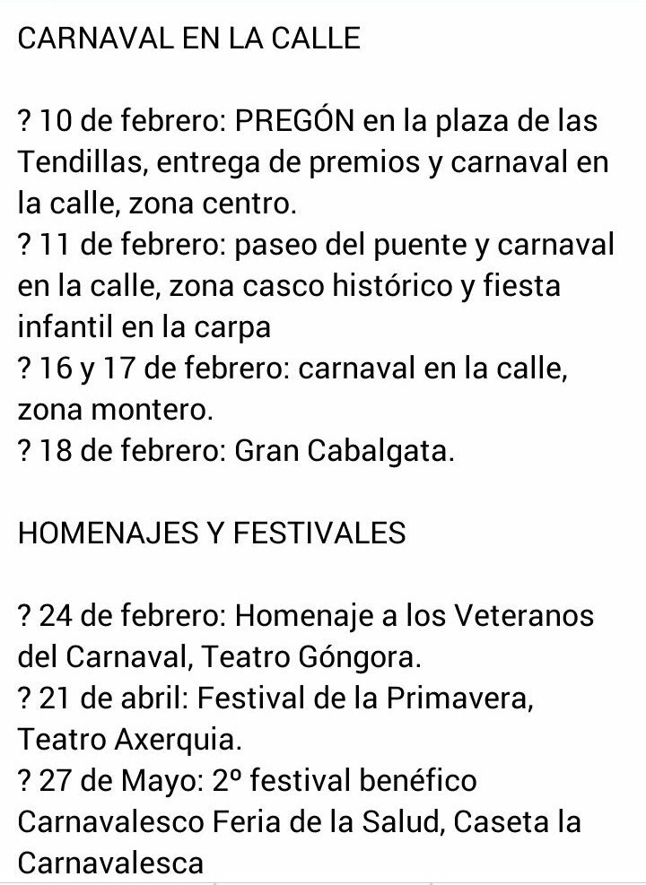 Y puesto que comenzamos a dar noticias de cara al próximo carnaval. ¡Aquí os dejamos todas las fechas señaladas para los carnavaleros! 🎭