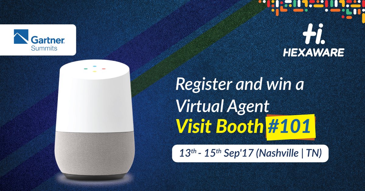 HexawareGlobal's tweet photo. Visit Booth #101, #reg2win the latest #virtualassistant device at the #GartnerSSVR | Embrace #nextgen #automation | https://t.co/Sdbn0pS2iG https://t.co/HXmWYctEoY