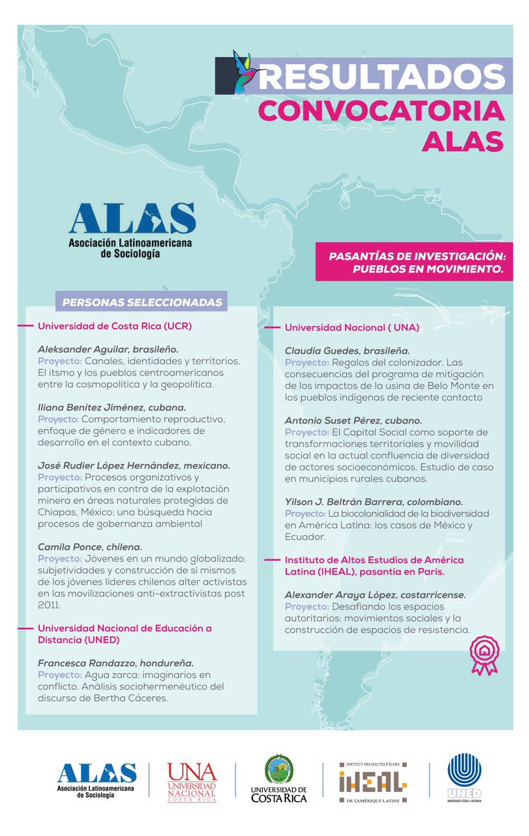 alas_2017's tweet photo. Personas seleccionadas para las pasantías posdoctorales de investigación ALAS https://t.co/tNlcMdIepI #ALAS2017 https://t.co/e4KfC8Z88a