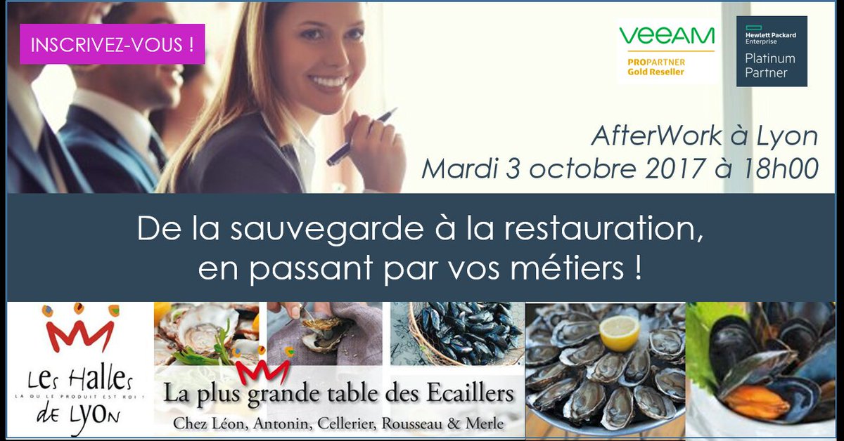 #agenda - AfterWork à Lyon le 3/10. #sauvegarde #restauration et disponibilité <a href="/Veeam_Fr/">Veeam France</a> <a href="/HPE_FR/">HPE France</a> 
Inscription : cheops.fr/1-39196-Detail…