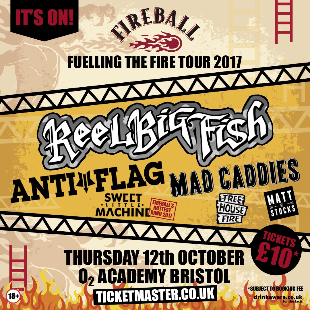 BIG congrats <a href="/treehousefireuk/">Tree House Fire!</a> for winning <a href="/FireballUK/">Fireball UK</a> local bands comp &amp; opening #FuellingTheFire17 Tour here
Thu 12/10
#FuelledByFireball 🔥