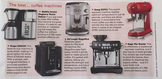 ExclusivelyElec's tweet image. Great #SDA line-up from @TheWeekUK! @SageAppliances @smeguk @DeLonghiUK #Krups @MelittaUSA all get a mention in &apos;Best... Coffee Machines&apos;
