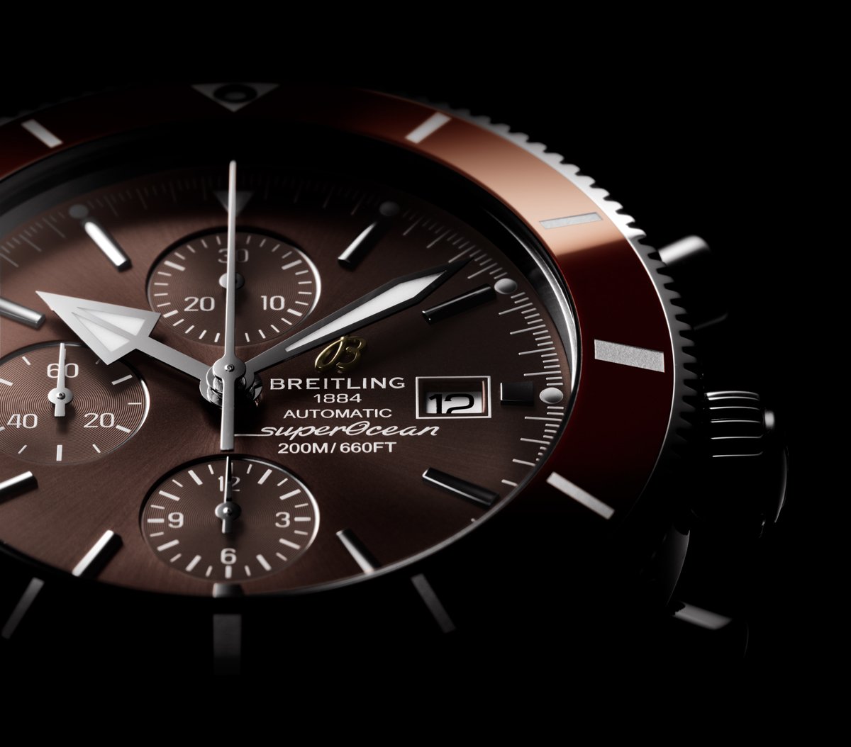 Breitling's tweet image. Superocean Héritage II Chronographe with an exclusive brand-new rubber-leather strap matching the dial’s color breitling.com/superocean-her…