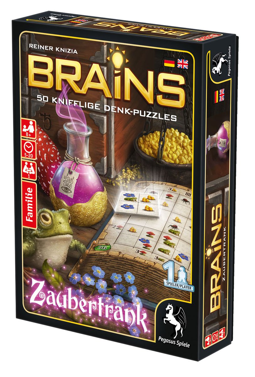 ReinerKnizia's tweet photo. Brains Zaubertrank. The 4th game in our Brains series with Pegasus is now out. Complete the spell book by finding all the right ingredients. https://t.co/MmSw4JGGq9