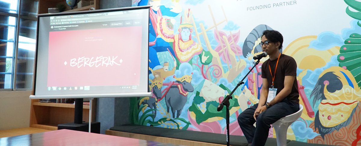 <a href="/dymussaga/">Dym</a> <a href="/malnafrizal/">afrizal malna</a> Dilanjutkan dengan <a href="/orepras/">👨🏻 prasaja プラス</a> yang membawakan puisi "Bergerak" yang dituliskannya dengan bahasa pemograman. #BukaPuisiBersama #2 —