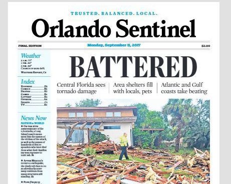 Orlando Sentinel on X: Today's @orlandosentinel front page and