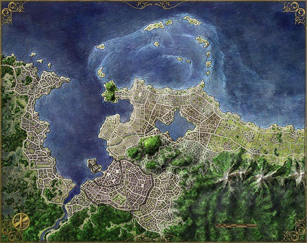 Fantasticmaps's tweet image. The city of Flint - without labels. The islands off the coast took more time than I care to admit. But I love how it turned out. #fantasymap