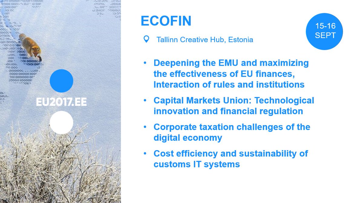 rahandus's tweet photo. Presidency Issues Notes for the informal ECOFIN now available here:
https://t.co/RLX71FUzbX. Take a look! #EE2017EE #EMU #taxation #FinTech https://t.co/VnqyIeQXIg