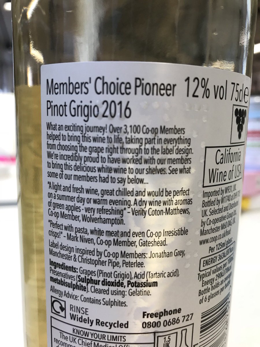 Pioneer Pinot Grigio. Created by <a href="/coopuk/">Co-op</a> members. Out in stores early October. Great to see it in the flesh! #CoopJoinIn