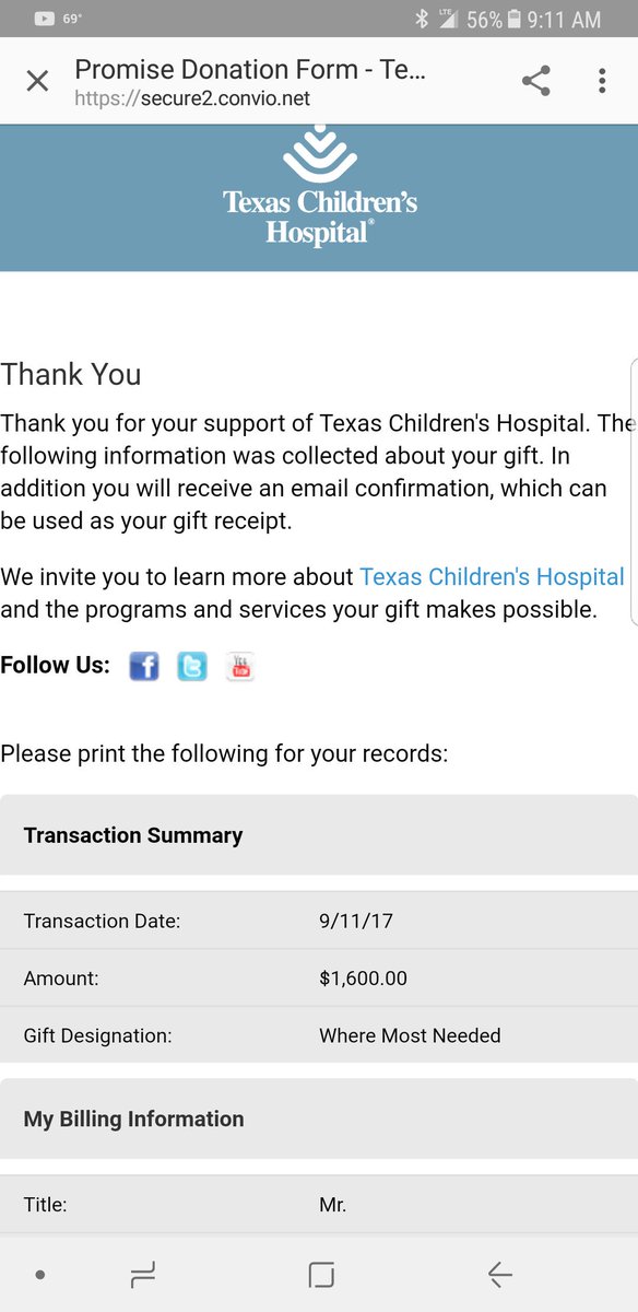 The donation has been made to <a href="/TexasChildrens/">Texas Children's</a> thanks again to those who donated and <a href="/ByeForever_CoC/">ByeForever</a> <a href="/EliteGamingCoC/">Elite Gaming</a>  for a great war.