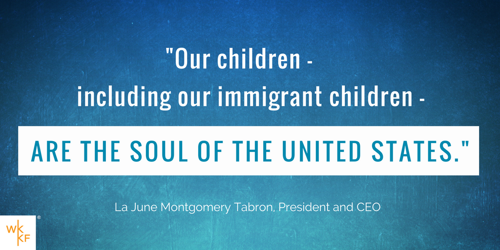WK_Kellogg_Fdn's tweet photo. We are committed to building an inclusive country where every child is valued. https://t.co/UPbrCSoTmb #DACA #DREAMers https://t.co/R2Qf6swEDH