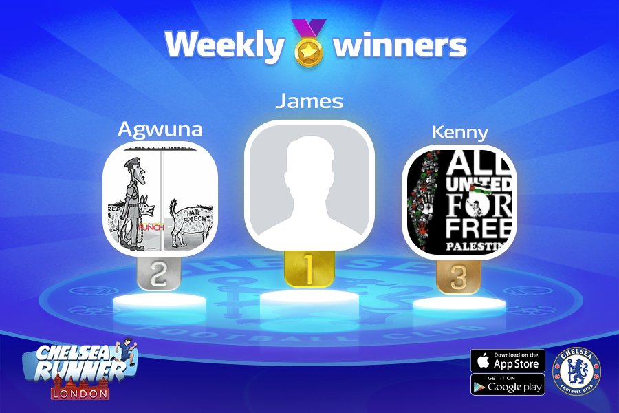 ChelseaFCRunner's tweet image. Monday has come and it's time to announce the winners of this week
 1st - James
 2nd - Agwuna
 3rd - Kenny

#ChelseaRunner #CFC