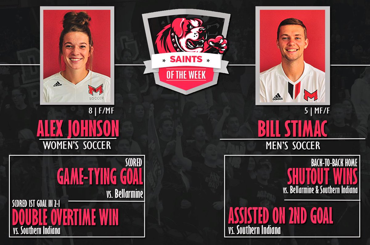 MaryvilleSaints's tweet photo. Congrats to our Saints of the Week, Alex Johnson (WSOC) and Bill Stimac (MSOC)! https://t.co/4CICBMuBob