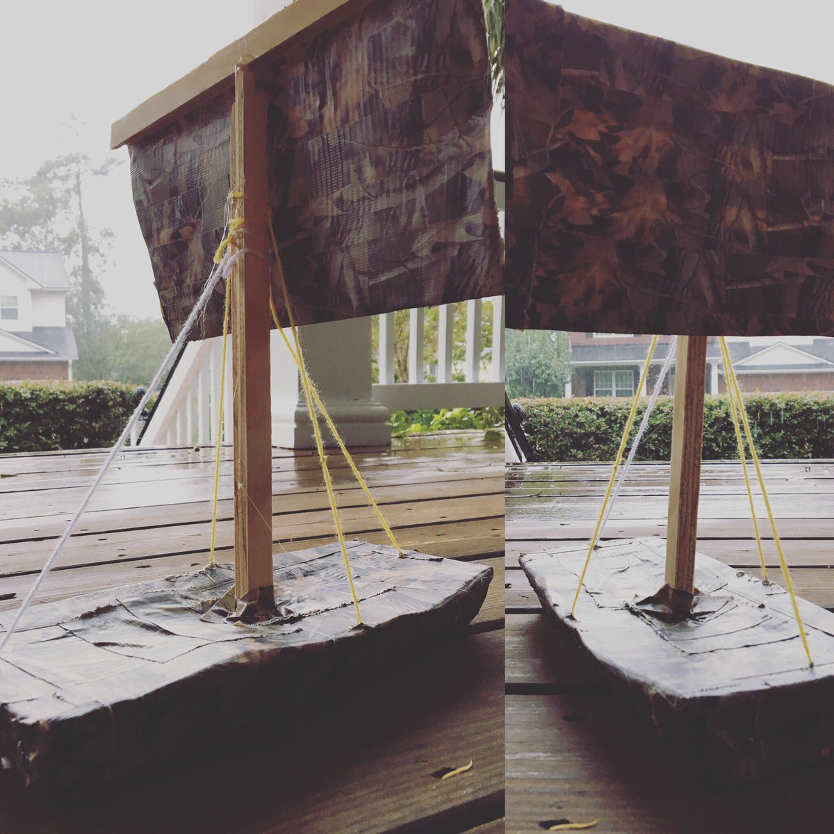 MsRosie_library's tweet image. My other #makerkid constructing a seaworthy vessel that will weather #Irma.  #kidengineering #ducttape @psesteamcoach