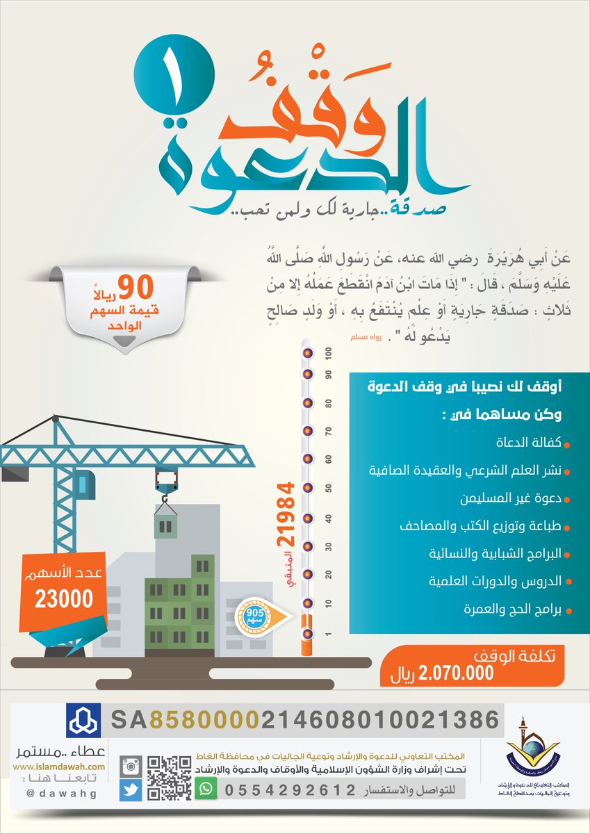 ليكن لك في الخير بصمة ولو كانت قليلة رقم حساب المكتب العام :
SA6780000214608010044602