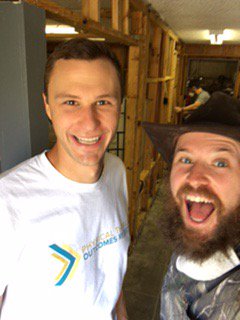 priestsinapod's tweet photo. @RevJAbbott &amp; PIPS Jonathan Hala took a selfie while cleaning out flood damage after Harvey. We started a podcast and found a community. https://t.co/Jca2LdvoLB