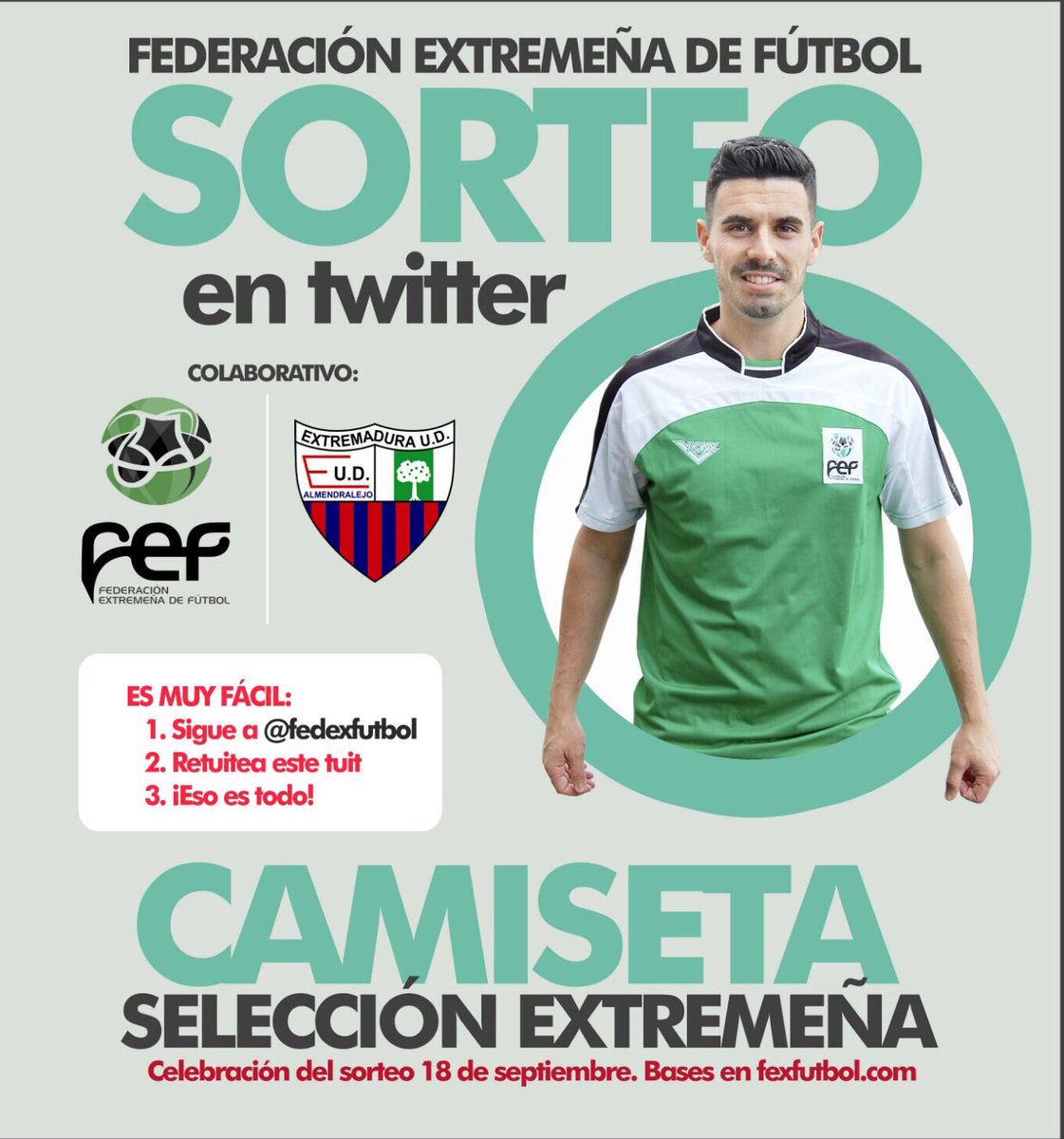 🎲¡SORTEO COLABORATIVO! | ✅Sigue a <a href="/FedExFutbol/">Fexfutbol</a>, 🔁Retuitea este tuit y gana 1 CAMISETA de la Selección Extremeña🎁 Hasta 18/9 #JugamosEnEquipo