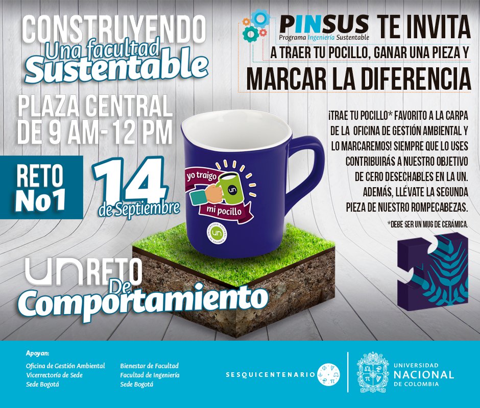 PinsusFIUN's tweet photo. #UNReto de comportamiento, el 14 de septiembre en la plaza central de la @un_bogota lleva tu pocillo para marcar y gánate una pieza #PINSUS https://t.co/PII0UKHMGs