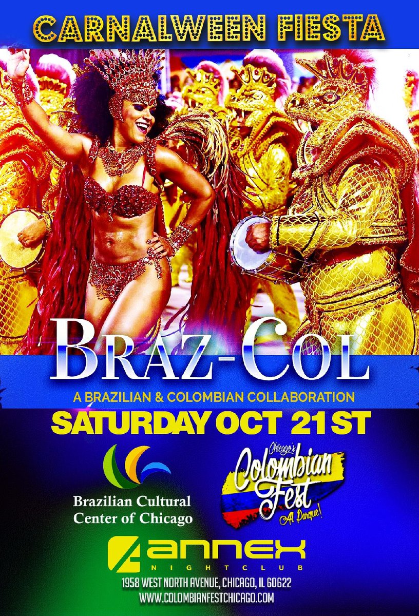 Colombian Fest &amp; Brazilian Cultural Center brings you Carnival Halloween Fiesta!! (Details soon!)
#colombianfest #halloween #brazil #chicago