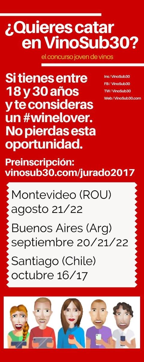 Quedan pocos lugares para el jurado de VinoSub30 Argentina 2017 en <a href="/AchaClub/">Acha Club</a> entrá en vinosub30/jurado2017