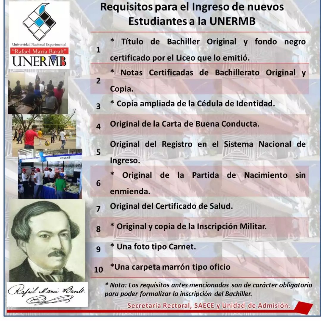 prensaunermb's tweet photo. Requisitos para estudiantes nuevos ingresos #unermb #II2017 https://t.co/luRzFZflAZ