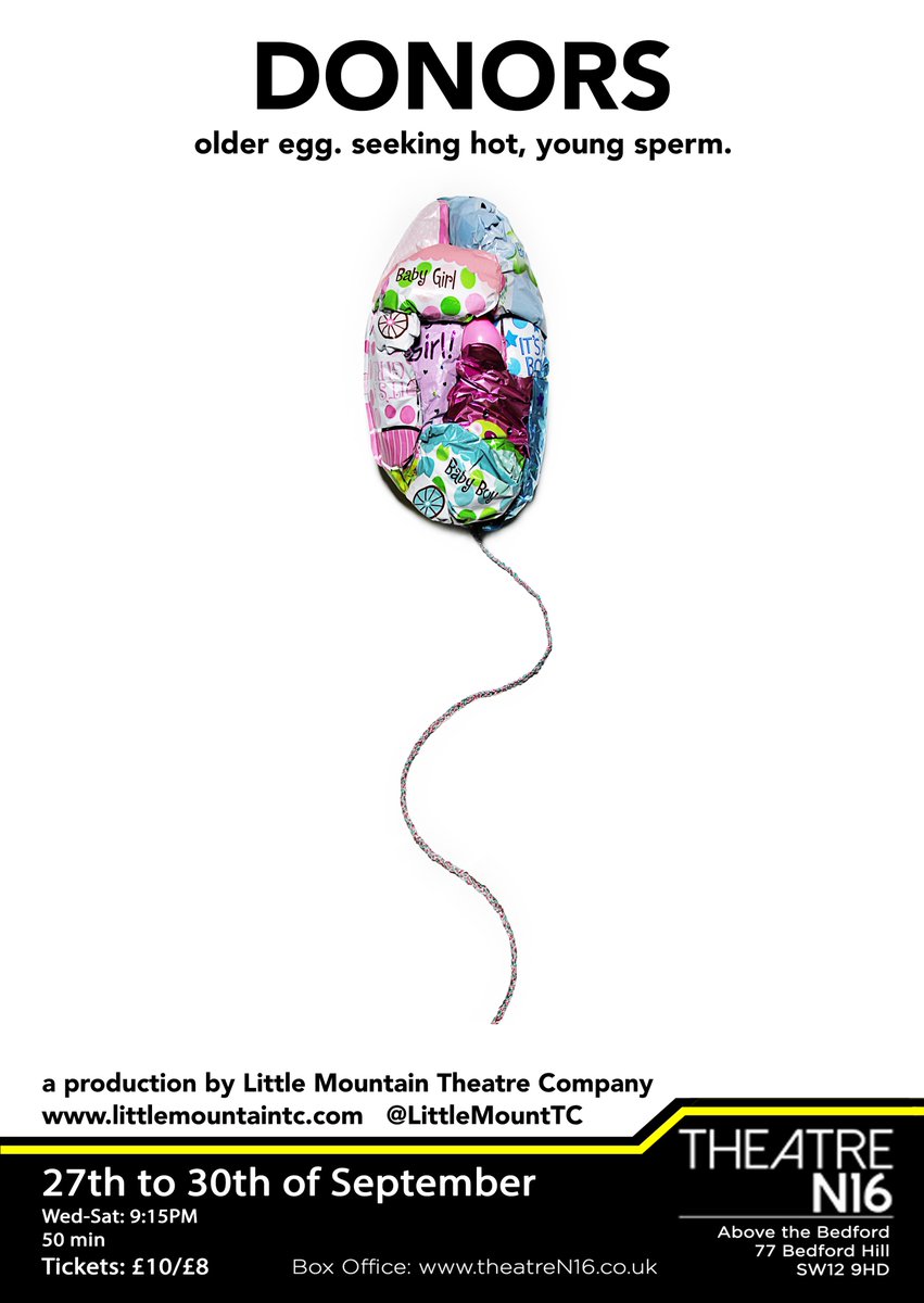 LittleMountTC's tweet image. New poster for #Donors run @TheatreN16! 27th-30th Septemeber @ 9:15pm! Tickets available NOW lineupnow.com/event/donors 🎭🎟️🎭