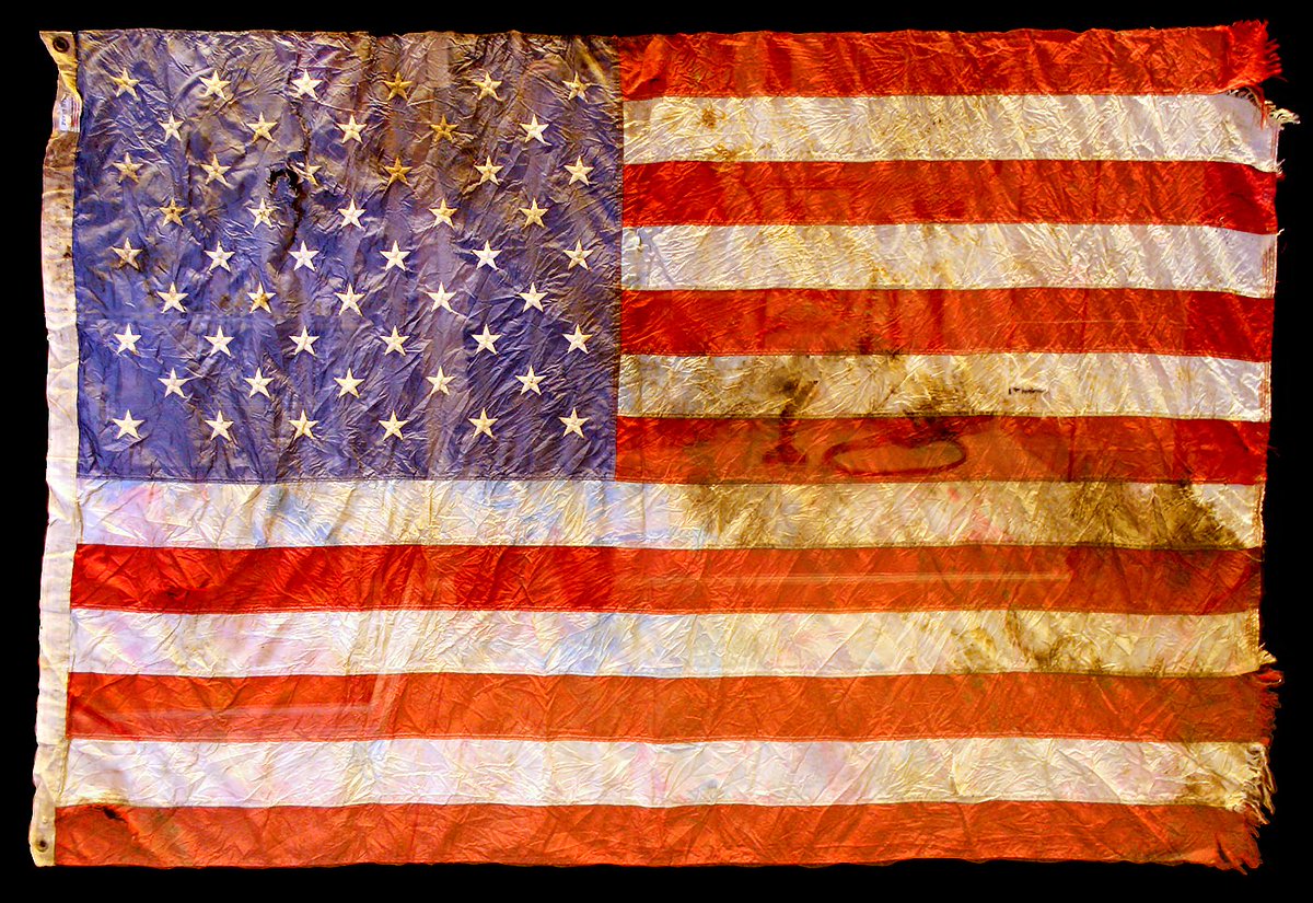 Today, we remember those who lost their lives in the #September11 attacks. This flag is from Ground Zero in NYC. #NeverForget