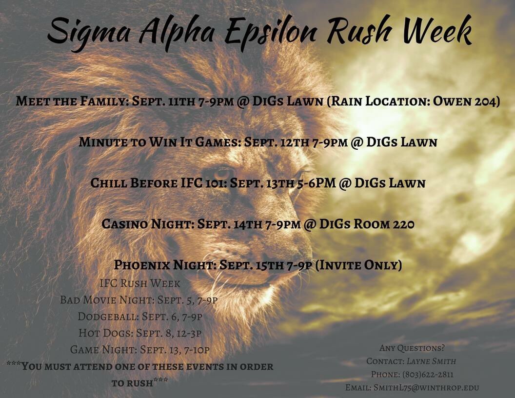 Rush week starts tonight in Owens 204 with video games and pizza! Come out and meet the family! #RushSAE