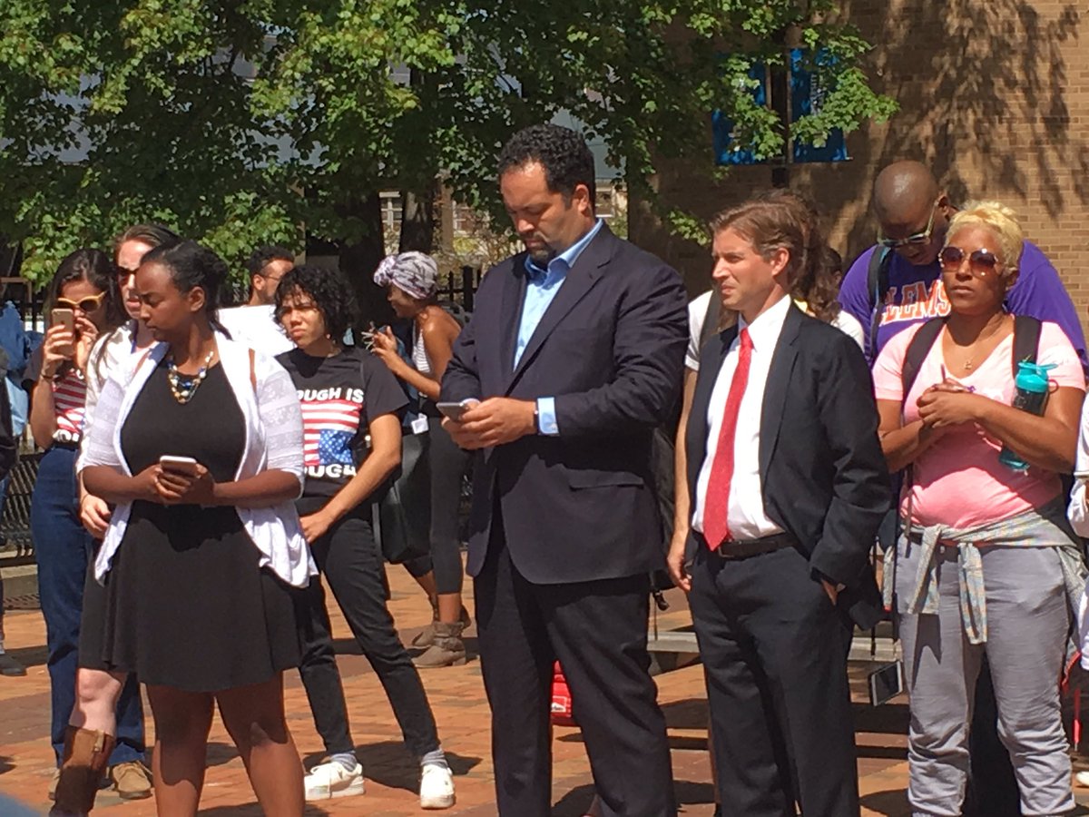 TaliRichman's tweet photo. Dozens of University of Baltimore students are protesting the administration's decision to invite Betsy DeVos to speak at fall commencement. https://t.co/aO3VjDw14v