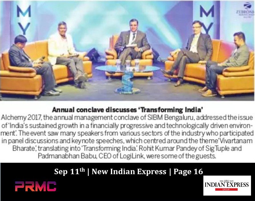 SIBMBengaluru's tweet photo. The success of #Alchemy2017 is in news!
Have a look at today's @NewIndianXpress Pg-16. We thank them for the coverage. #ItsTime #PR_Updates https://t.co/FuzkAYFjOM