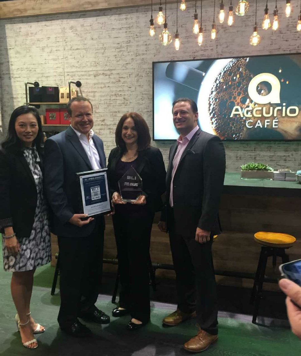 KonicaMinoltaUS's tweet image. Receiving our BLI Pro Award for the #AccurioPro 6100. #print17