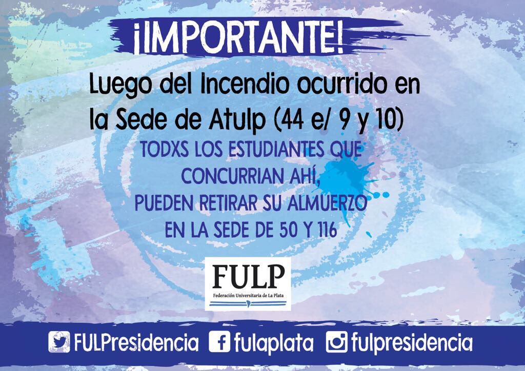 FPMilagroSala's tweet photo. #IMPORTANTE todxs aquellxs estudiantes que tenían paga la semana del comedor ATULP podrán retirarlo por la sede de 50 y 116 https://t.co/lpRmc1l2Bj
