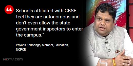 ndtv's tweet photo. #UnsafeInSchool | Priyank Kanoongo, Member, Education, NCPCR, on #TheBuckStopsHere https://t.co/YdnAgxhuBq