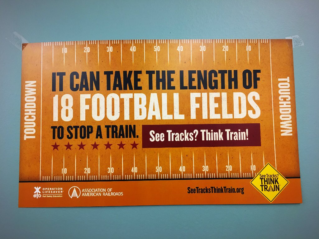 smarttrain's tweet image. In honor of the start of football season, here&apos;s a safety fact for everyone. #TrackSMART #SeeTracksThinkTrain